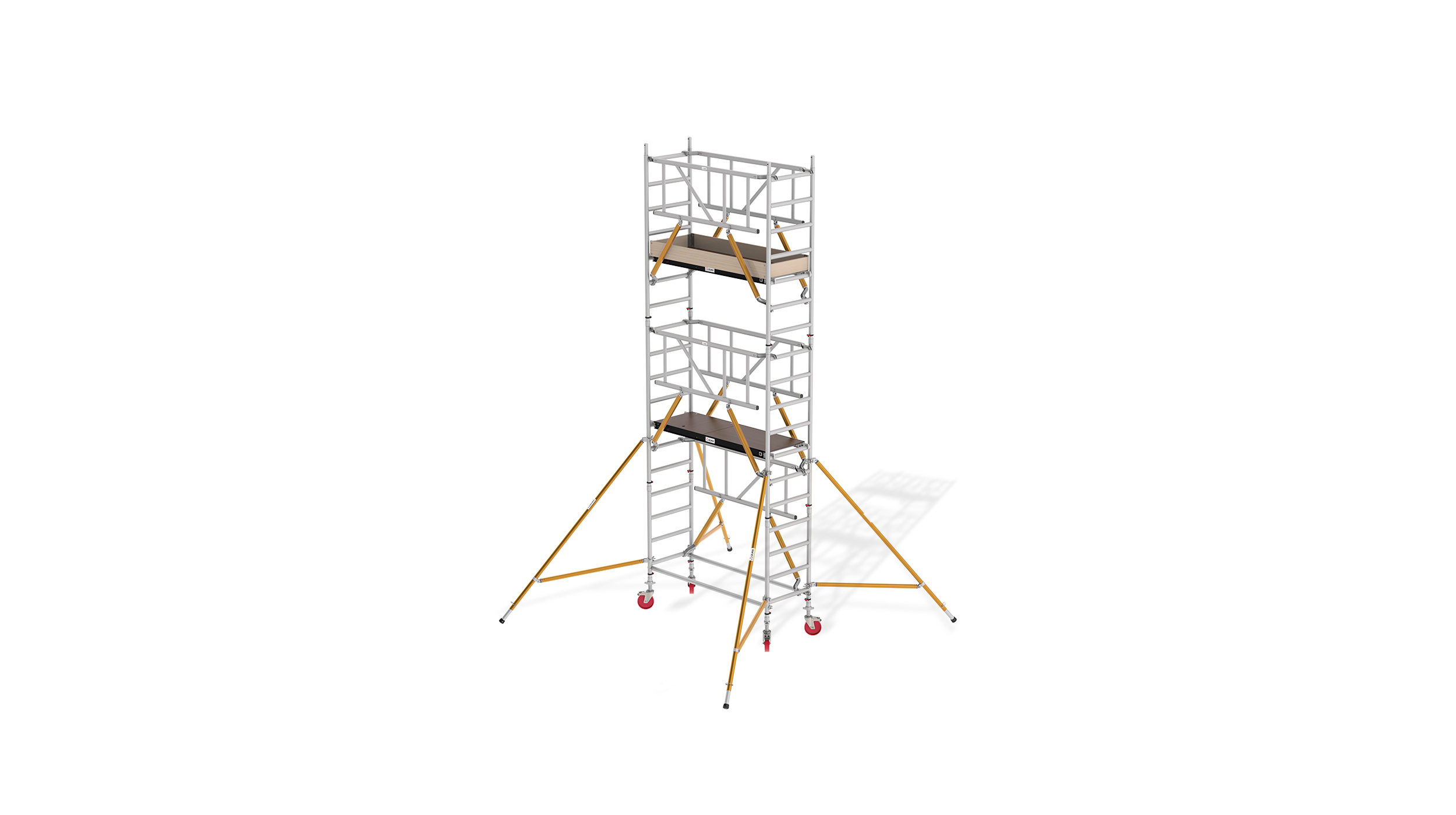 Torre móvil de aluminio de máxima ligereza, sencillez y rapidez de montaje, con máximas prestaciones y calidad, óptimo para todo tipo de trabajos en altura.