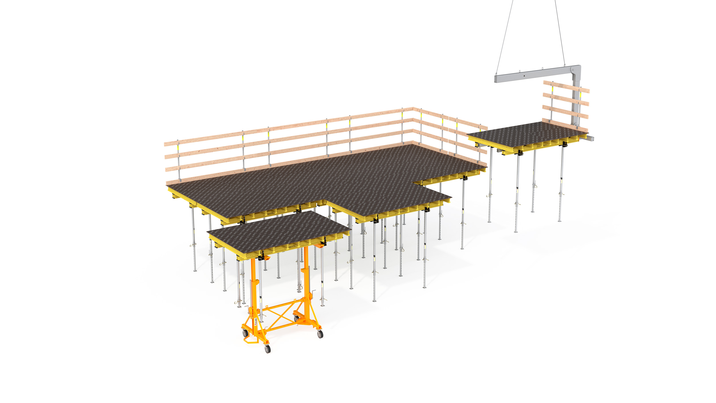 Encofrado de mesa para grandes losas de geometría regular, de gran efectividad. Apropiado para edificación.
Características a destacar: Agiliza los ritmos de trabajo, proporciona seguridad y excelentes acabados de hormigón