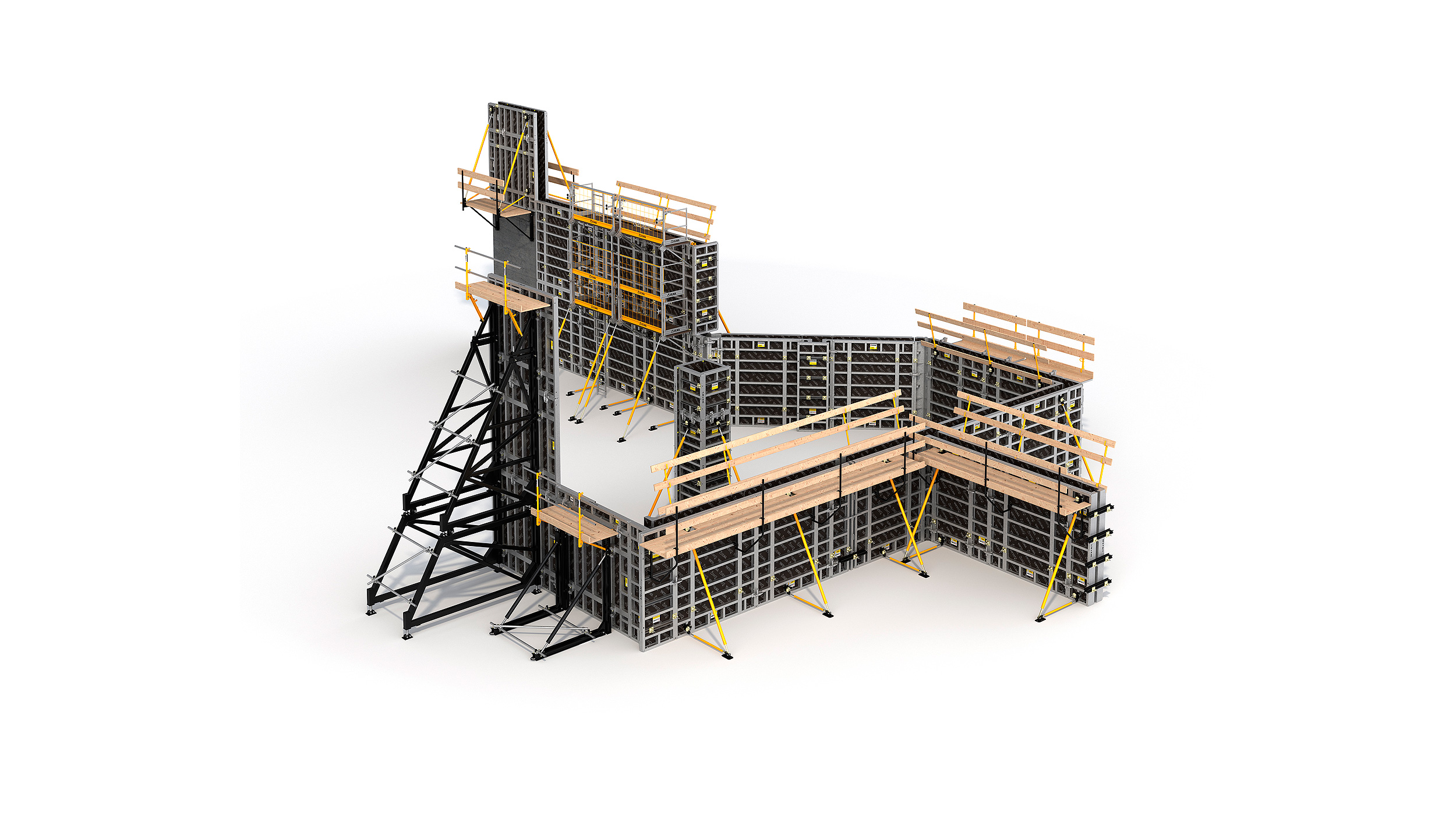 Sistema de encofrado modular para la construcción de todo tipo de estructuras verticales de hormigón. Destaca su alto rendimiento con el mínimo coste en mano de obra.