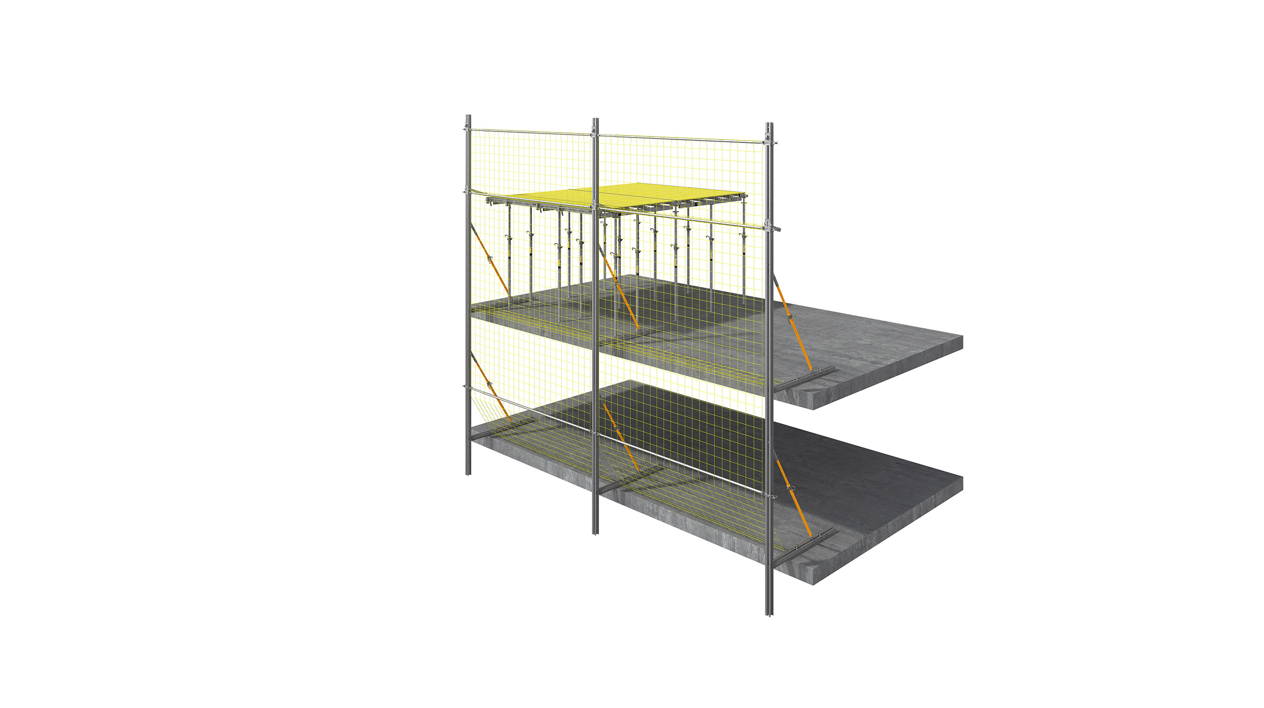 Pantalla de protección perimetral continua y sin huecos, adaptable a cualquier geometría. Aumenta la seguridad y el rendimiento de obra.