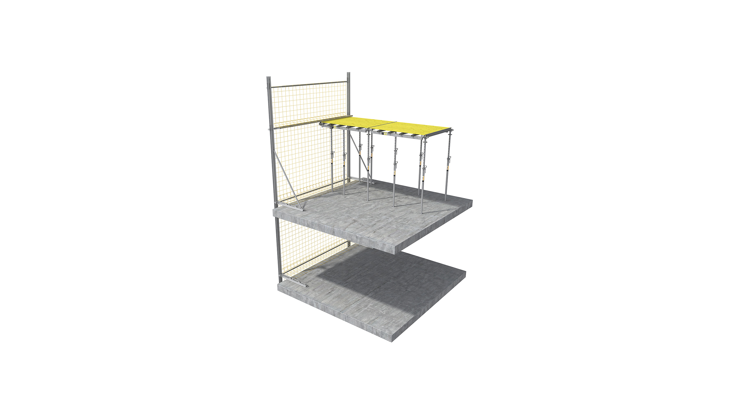 Pantalla de protección perimetral continua y sin huecos, adaptable a cualquier geometría. Aumenta la seguridad y el rendimiento de obra.