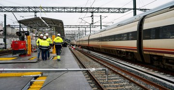 Estación de tren provisional en la renovación de la estación histórica de A Coruña, España
